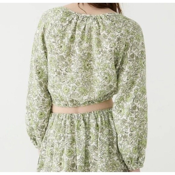 NWOT J. Crew Long Sleeve Tossed Floral Linen Cropped Top and Linen Skirt Set S/6 - Picture 3 of 16